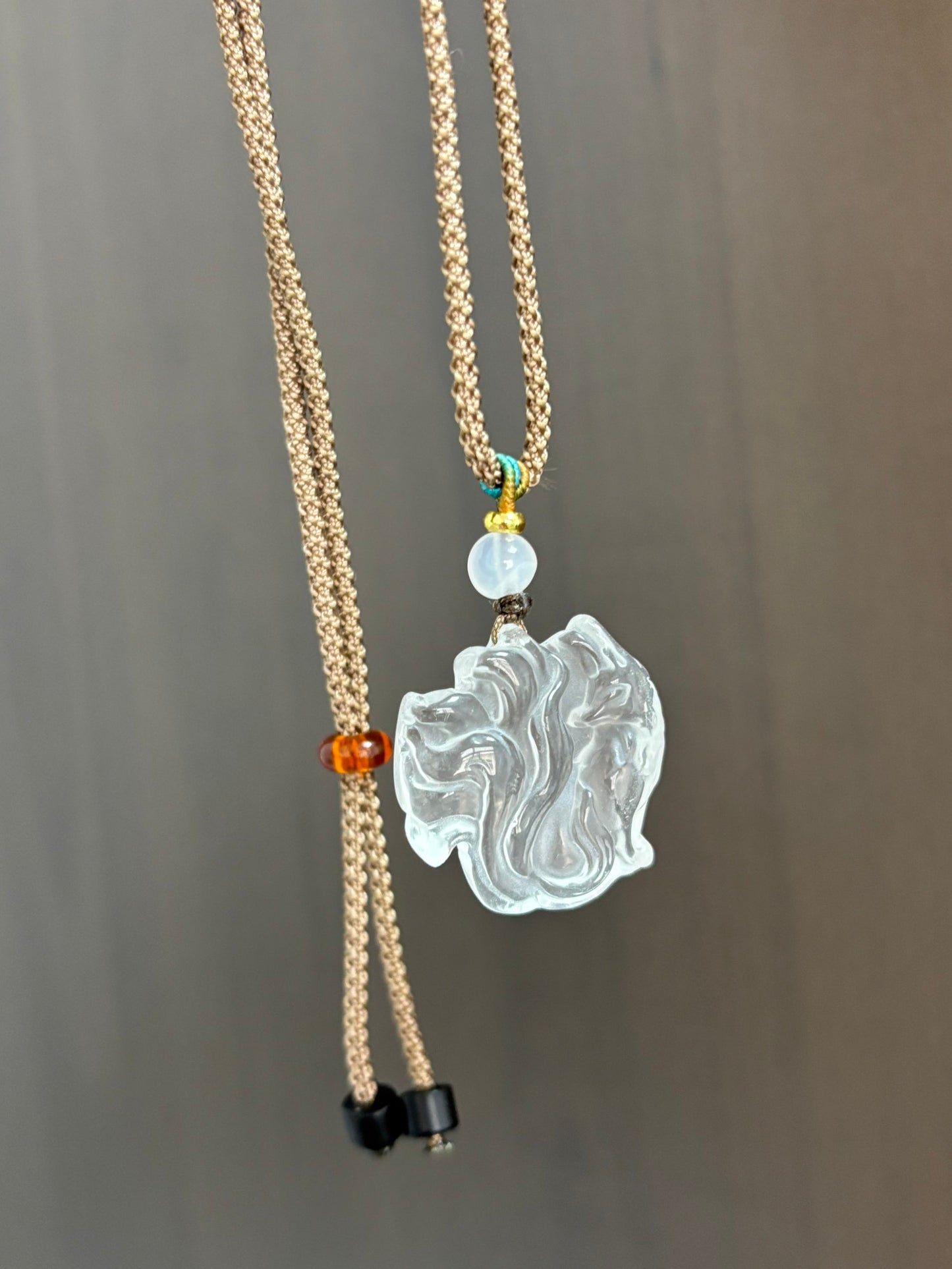 天然石ネックレス,天然石ペンダント,九尾,天然水晶,ローズクォーツ