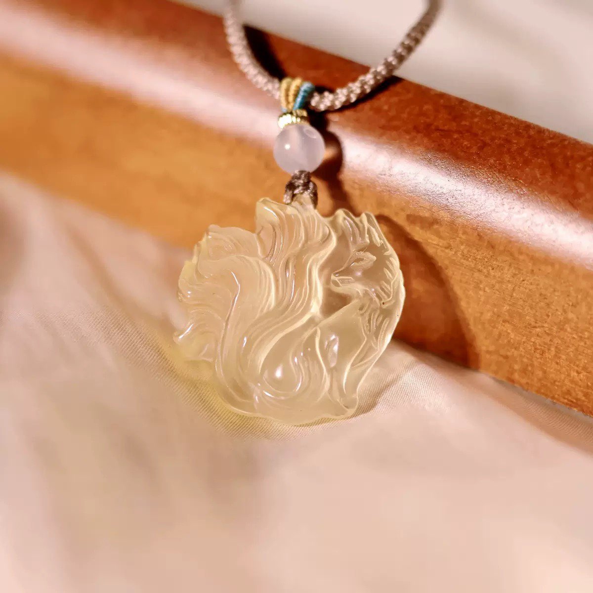 天然石ネックレス,天然石ペンダント,九尾,天然水晶,ローズクォーツ