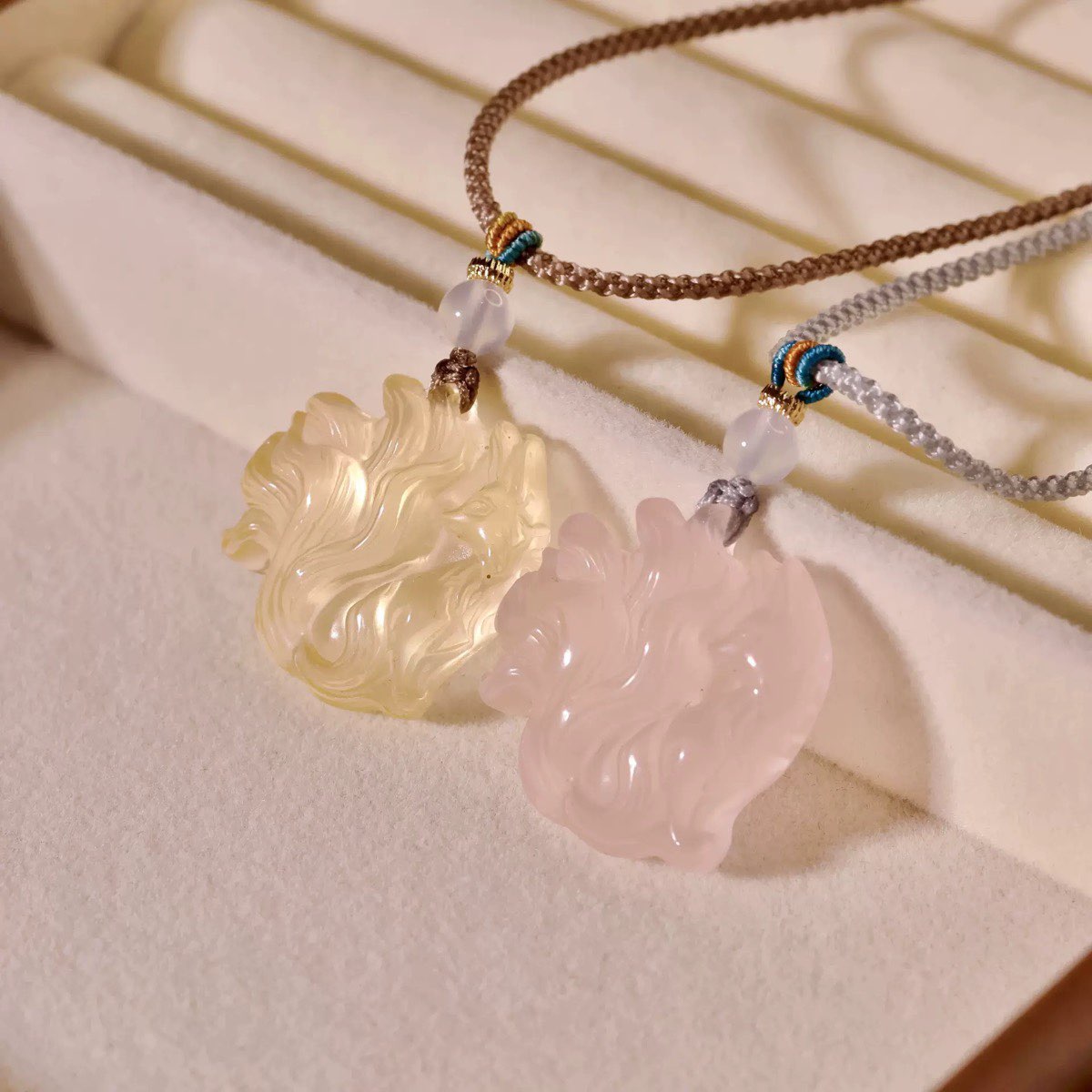 天然石ネックレス,天然石ペンダント,九尾,天然水晶,ローズクォーツ