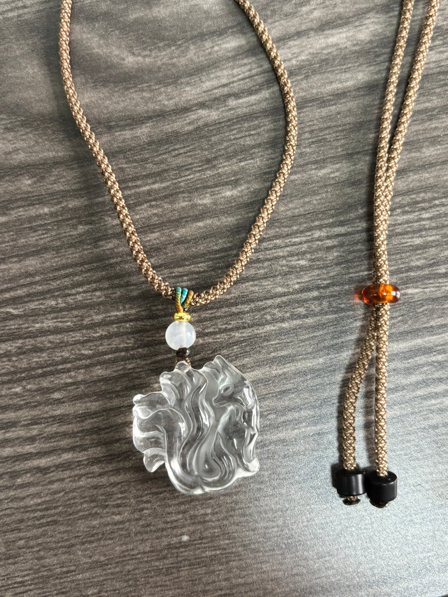 天然石ネックレス,天然石ペンダント,九尾,天然水晶,ローズクォーツ